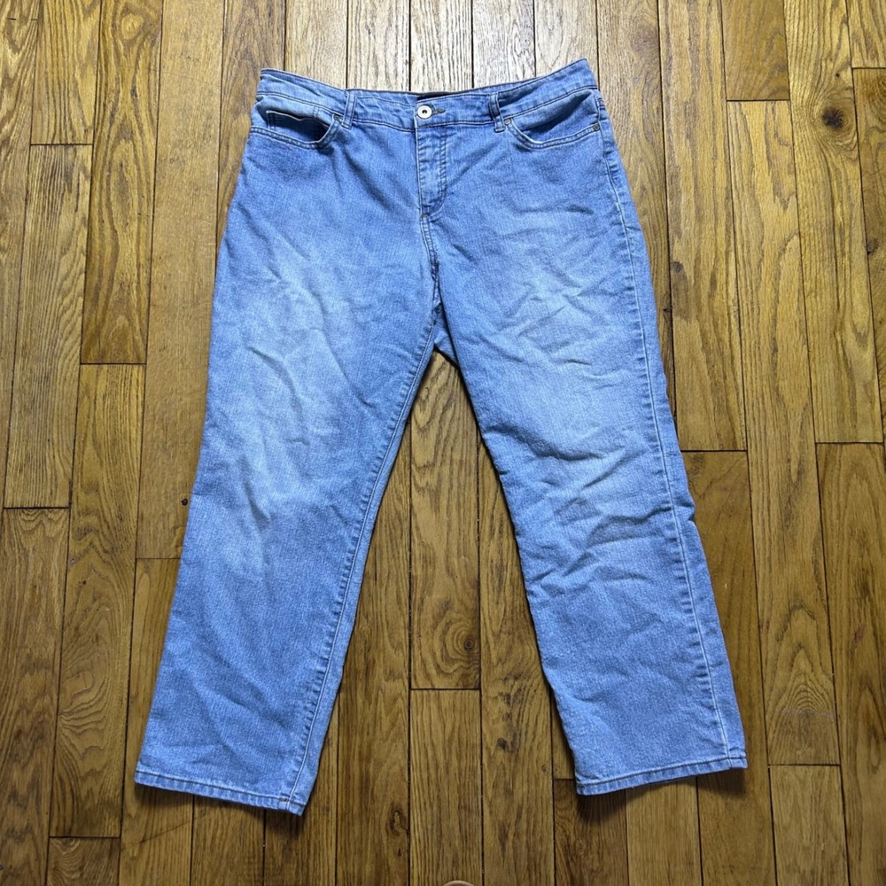 Bandolino Mandie Light Wash Straight Leg Jeans Womens 14PS Petite Short Blue
